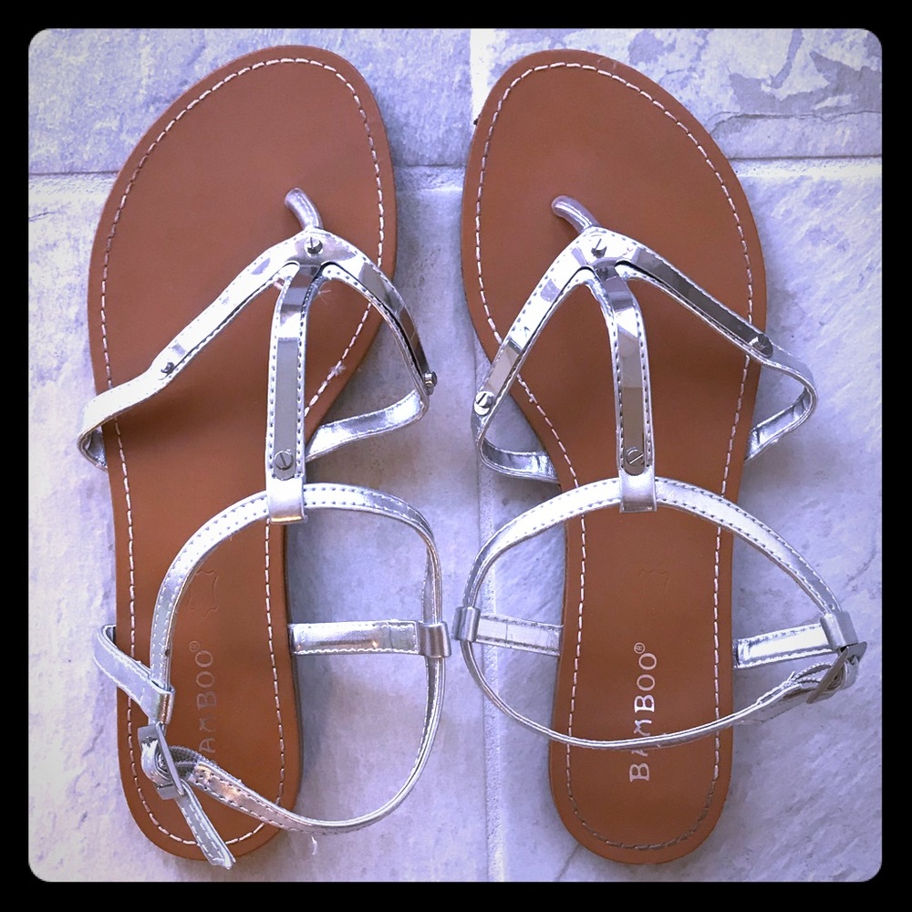 Silver strapy metal plated sandals
